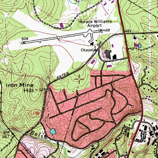 Topographic Map of Elkins Hills, NC