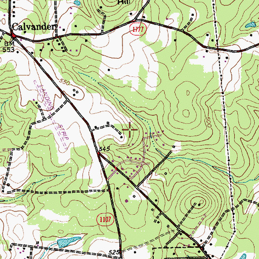 Topographic Map of Barrington Hills, NC