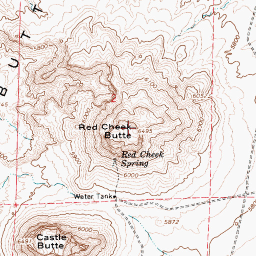 Topographic Map of Red Cheek Butte, AZ