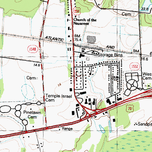 Topographic Map of Kinstonian Hights, NC