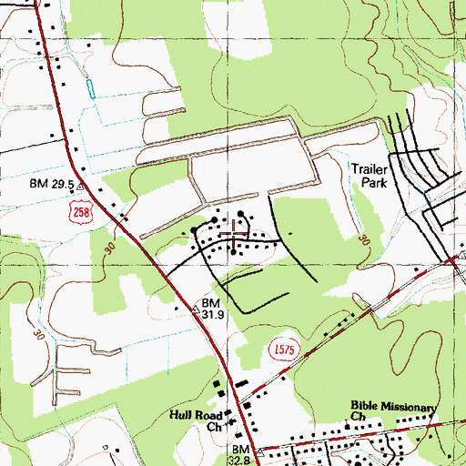 Topographic Map of County Square Estates, NC