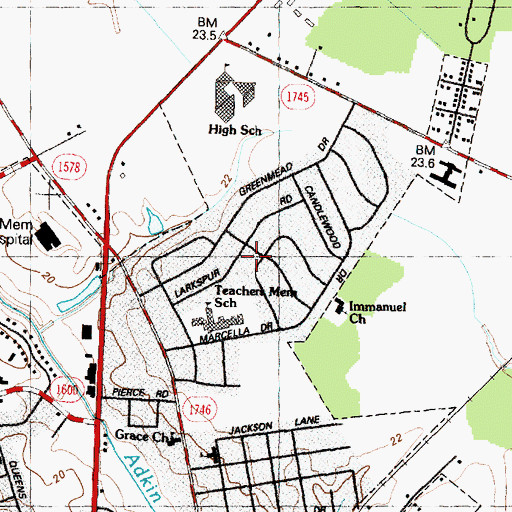 Topographic Map of Greenmead, NC