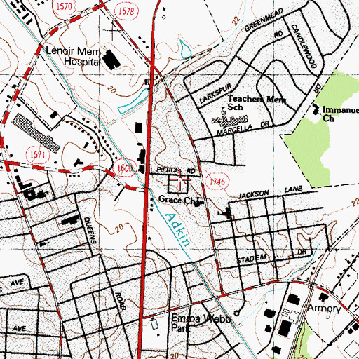 Topographic Map of Howard Hights, NC