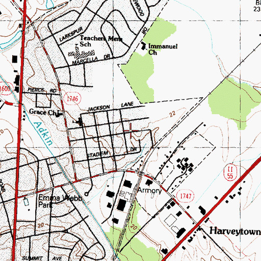 Topographic Map of Lawarence Hights, NC