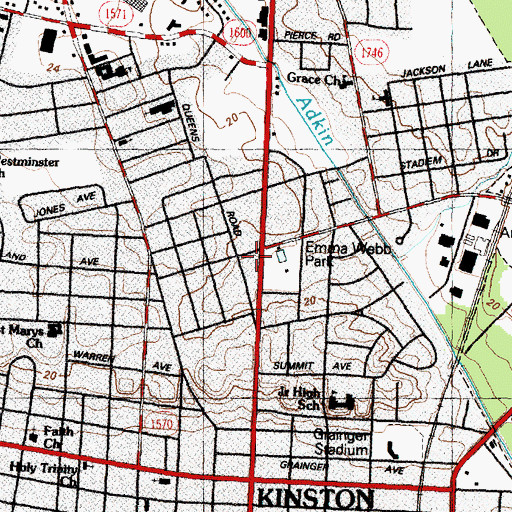 Topographic Map of Park View Shopping Center, NC