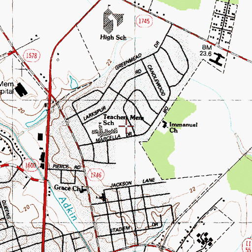 Topographic Map of Martin Freeman Community Center, NC