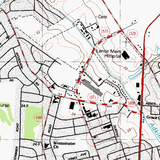Topographic Map of Herritage Plaza, NC
