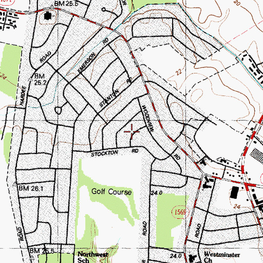 Topographic Map of Club Pines, NC