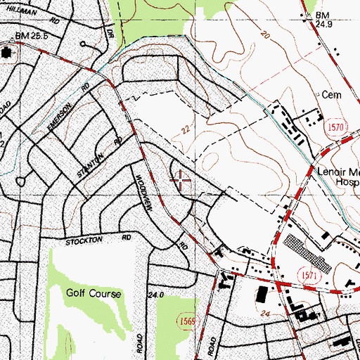 Topographic Map of Clubview, NC