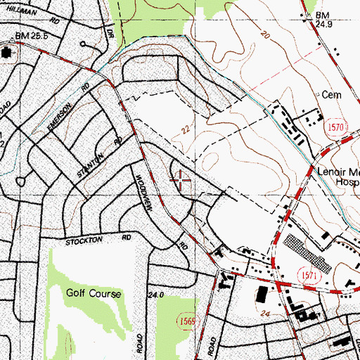 Topographic Map of Clubview, NC