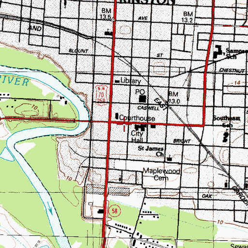Topographic Map of Harmony Hall, NC