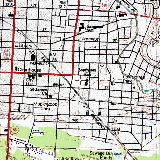 Topographic Map of Southeast Park, NC