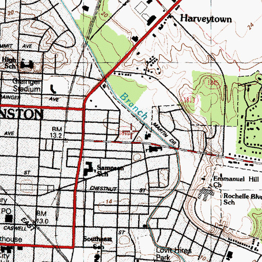 Topographic Map of Mitchell Community Center, NC