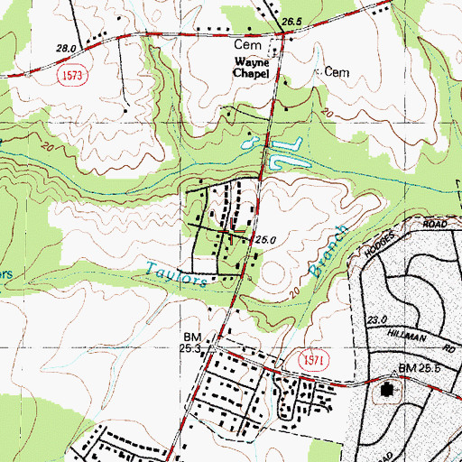 Topographic Map of Colonial Hights, NC