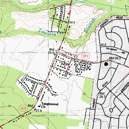 Topographic Map of First Baptist Church, NC