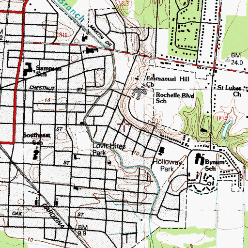 Topographic Map of Grove Park, NC