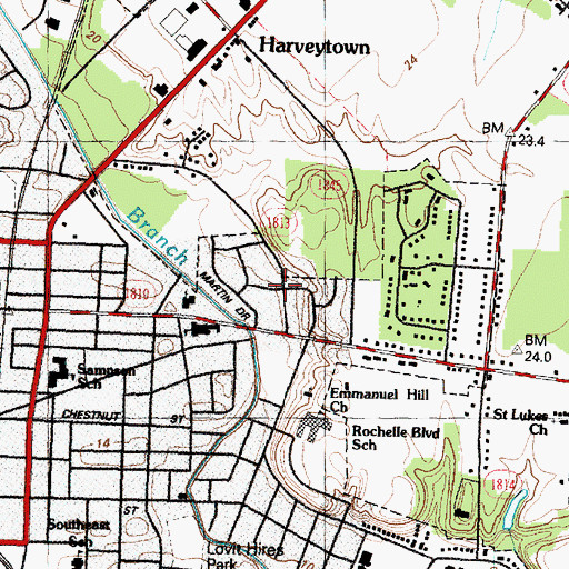 Topographic Map of Liberty Hill Park, NC