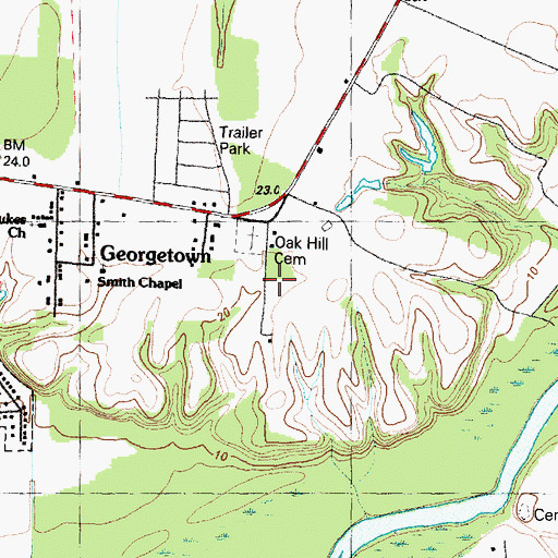 Topographic Map of Oak Lawn, NC