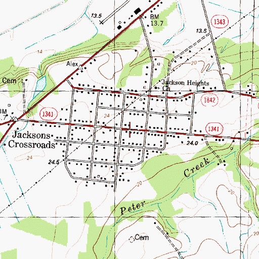 Topographic Map of Jackson Hights, NC