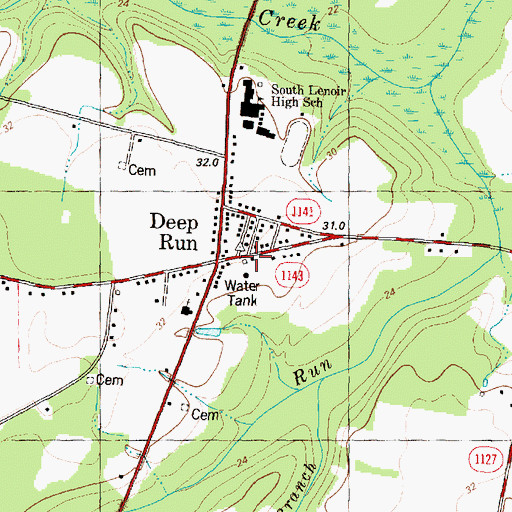 Topographic Map of Deep Run Fire District, NC