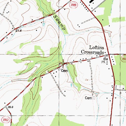 Topographic Map of Southwood Fire District, NC