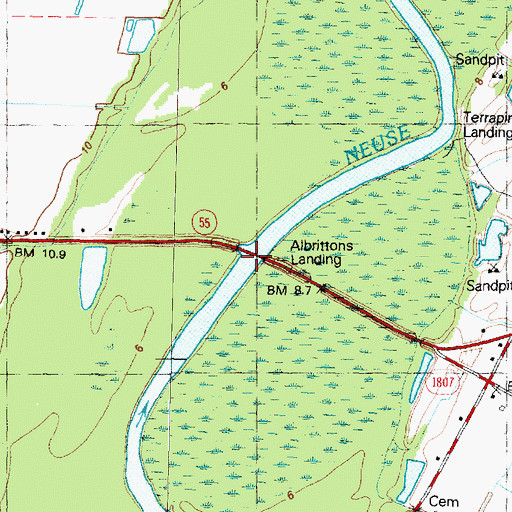 Topographic Map of Oak Bridge, NC