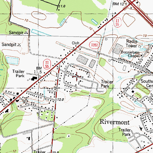 Topographic Map of Brooks, NC