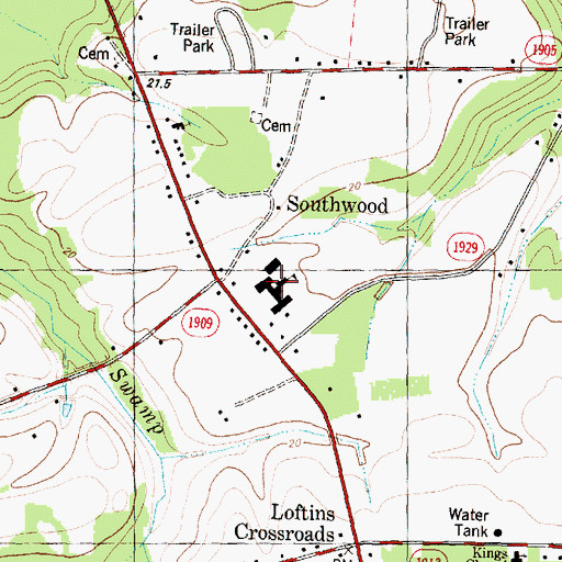 Topographic Map of Southwood Elementary School, NC