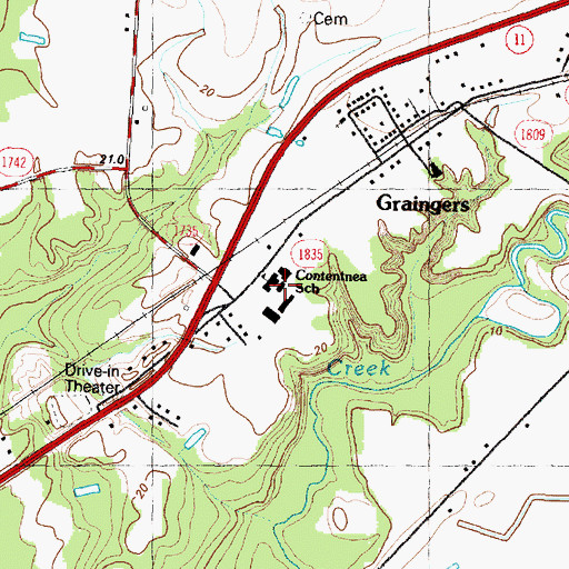Topographic Map of Contentnea Elementary School, NC