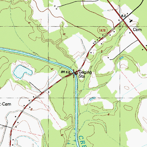 Topographic Map of Biddle Bridge, NC