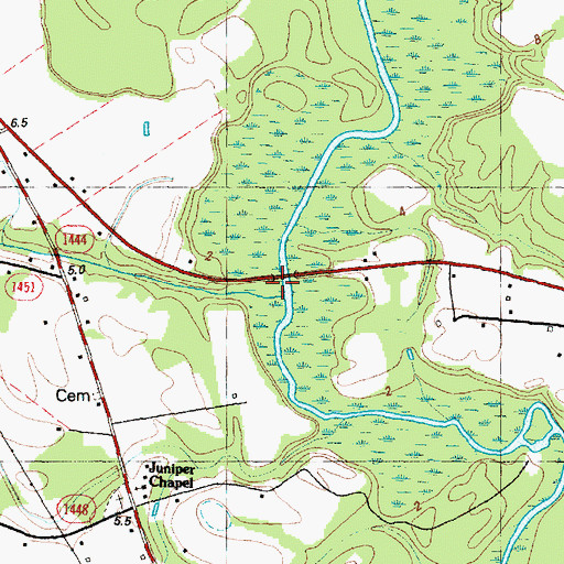 Topographic Map of Folly Bridge, NC