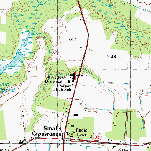 Topographic Map of Chowan Junior High School, NC