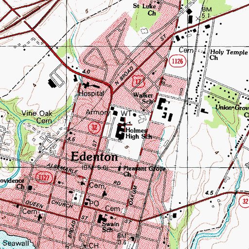 Topographic Map of Holmes High School, NC