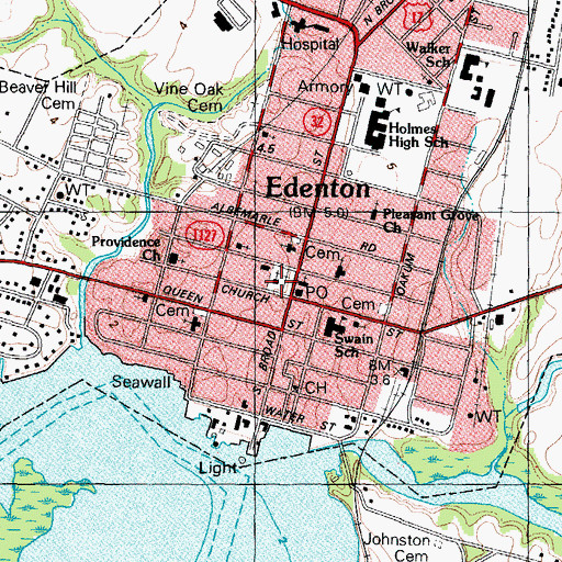 Topographic Map of Saint Pauls Episcopal Church, NC
