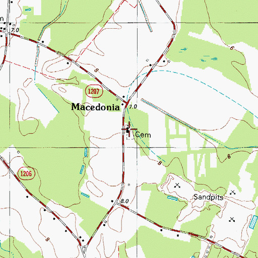 Topographic Map of Macedonia Church, NC