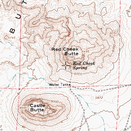 Topographic Map of Red Cheek Spring, AZ
