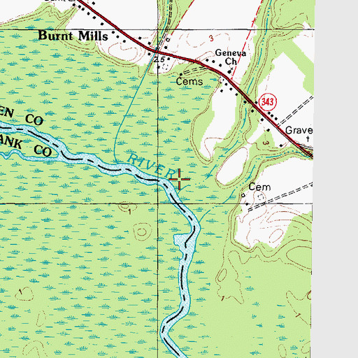 Topographic Map of Smithson Landing, NC