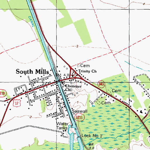 Topographic Map of Trinity Church, NC