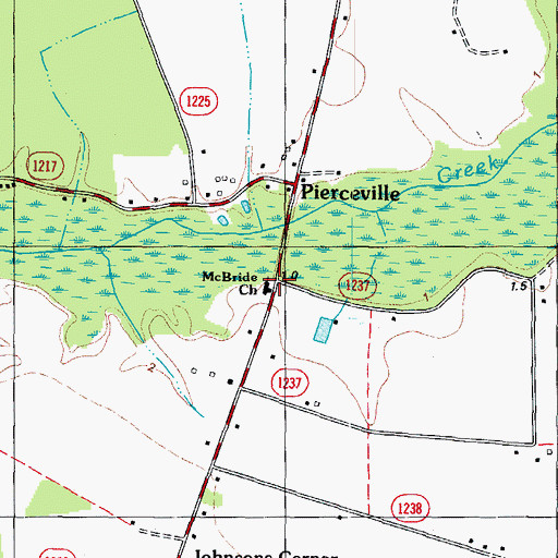 Topographic Map of McBride Church, NC