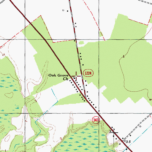 Topographic Map of Oak Grove Church, NC