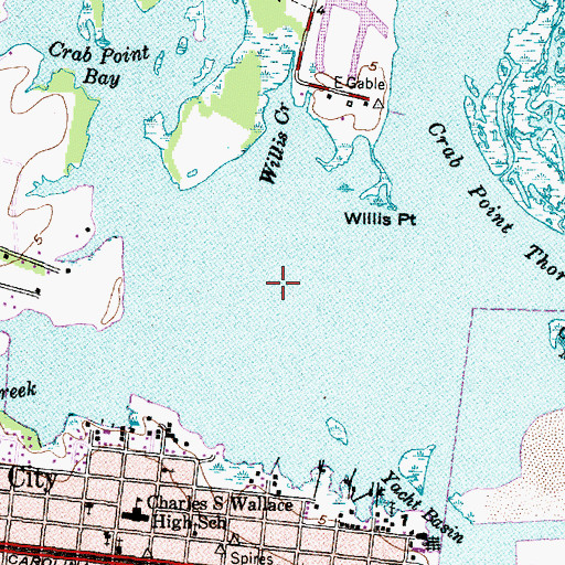 Topographic Map of Calico Bay, NC