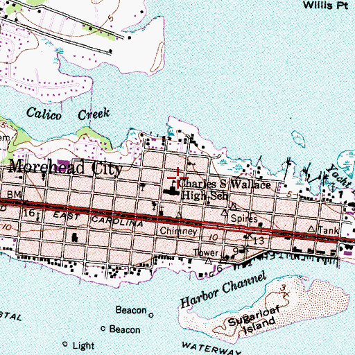 Topographic Map of Morehead Elementary School, NC