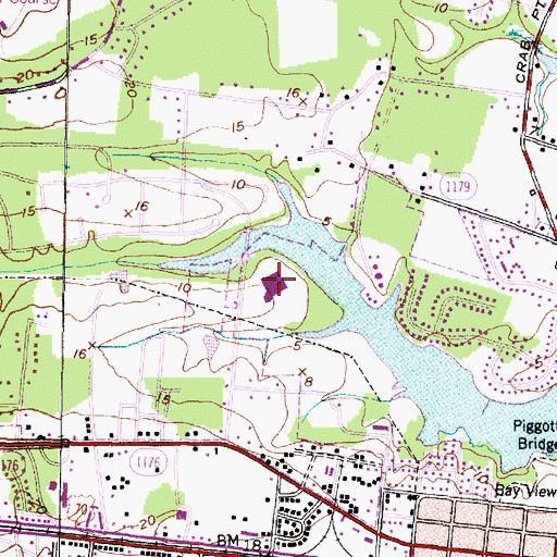 Topographic Map of Morhead City Middle School, NC