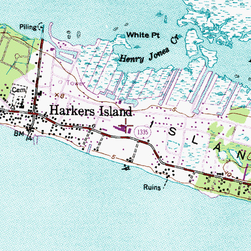 Topographic Map of Harkers Island School, NC