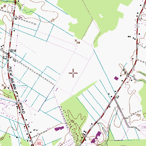 Topographic Map of Beaufort Meadows, NC