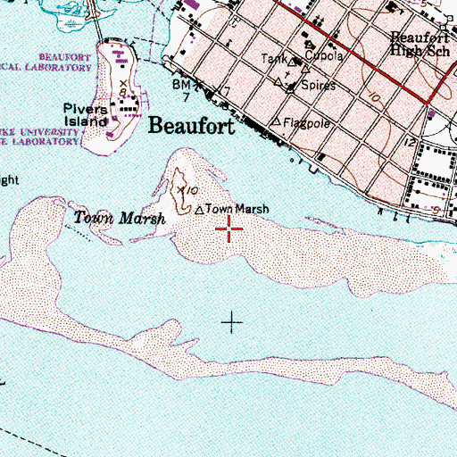 Topographic Map of Rachael Carson National Estuarine Sanctuary, NC