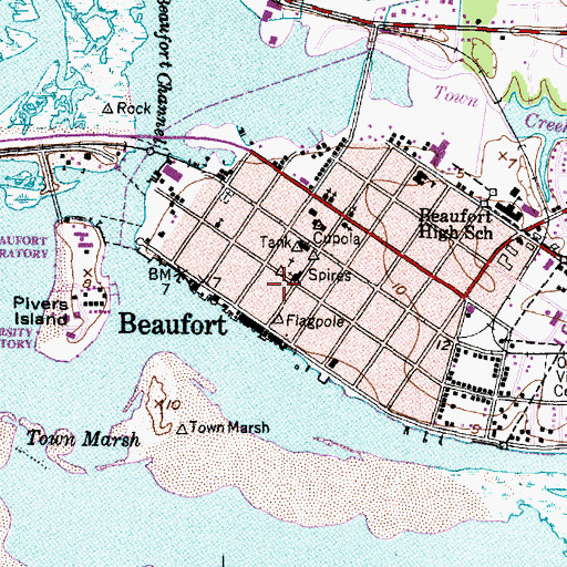 Topographic Map of Beaufort Restoration Grounds, NC