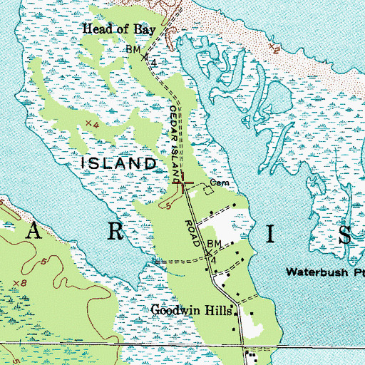 Topographic Map of Cedar Island, NC