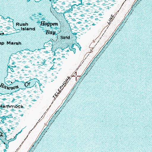 Topographic Map of Bare Sand Beach, NC