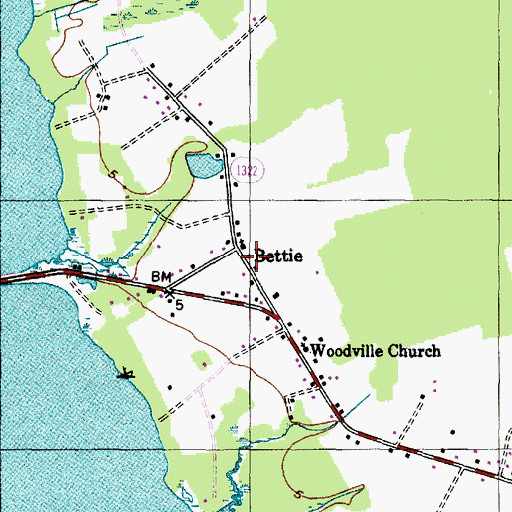 Topographic Map of Bettie Church, NC